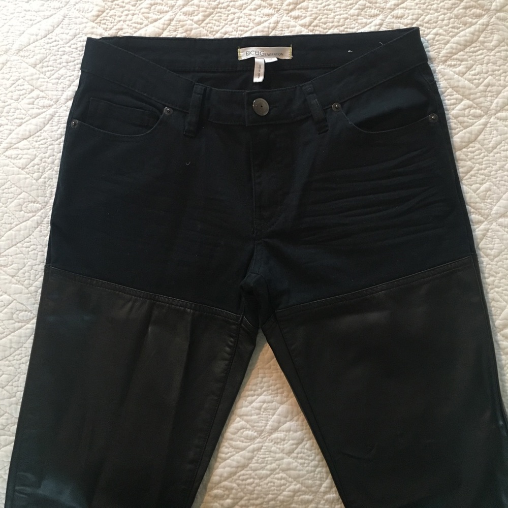 BCBGeneration Half Leather Jeans